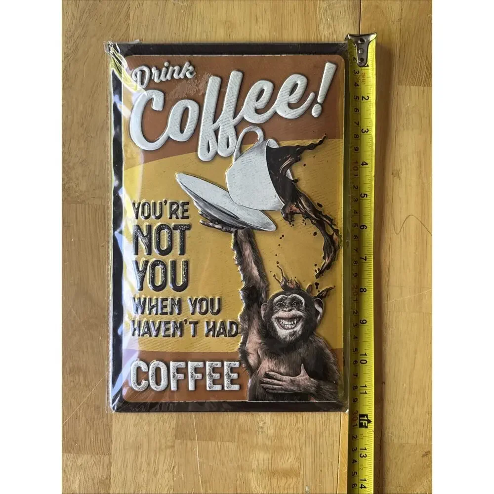 Set of 3 Vintage Metal Coffee Signs Retro Kitchen Wall Decor 12x8 In New funny